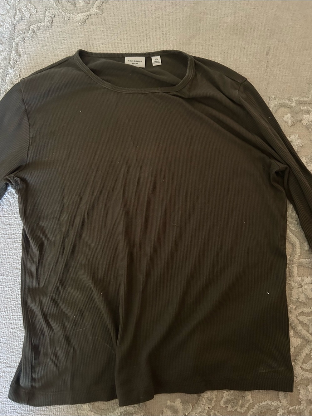 Aritzia Long Sleeve Ribbed Tee - Olive Green